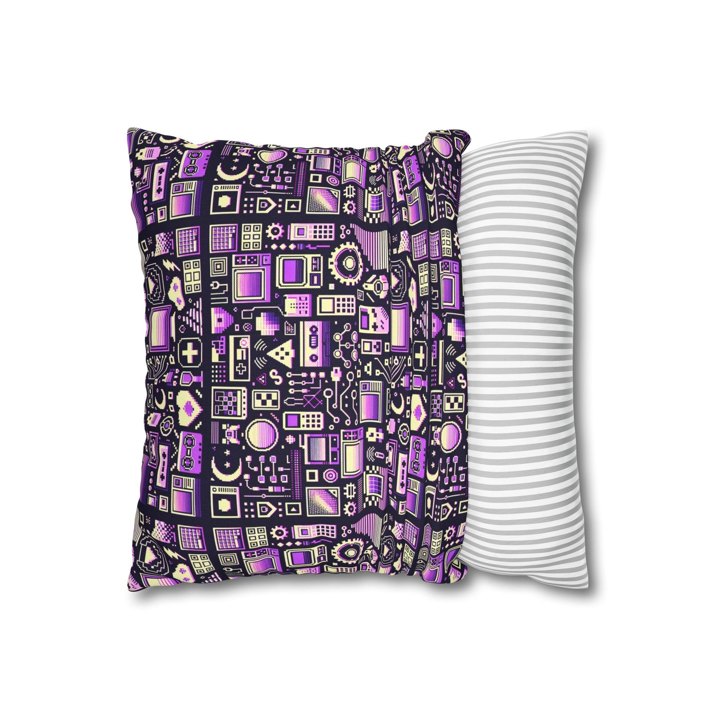 Digital Nostalgia Remix Modern Vintage Fusion Spun Polyester Square Pillowcase - 8404 Design-54