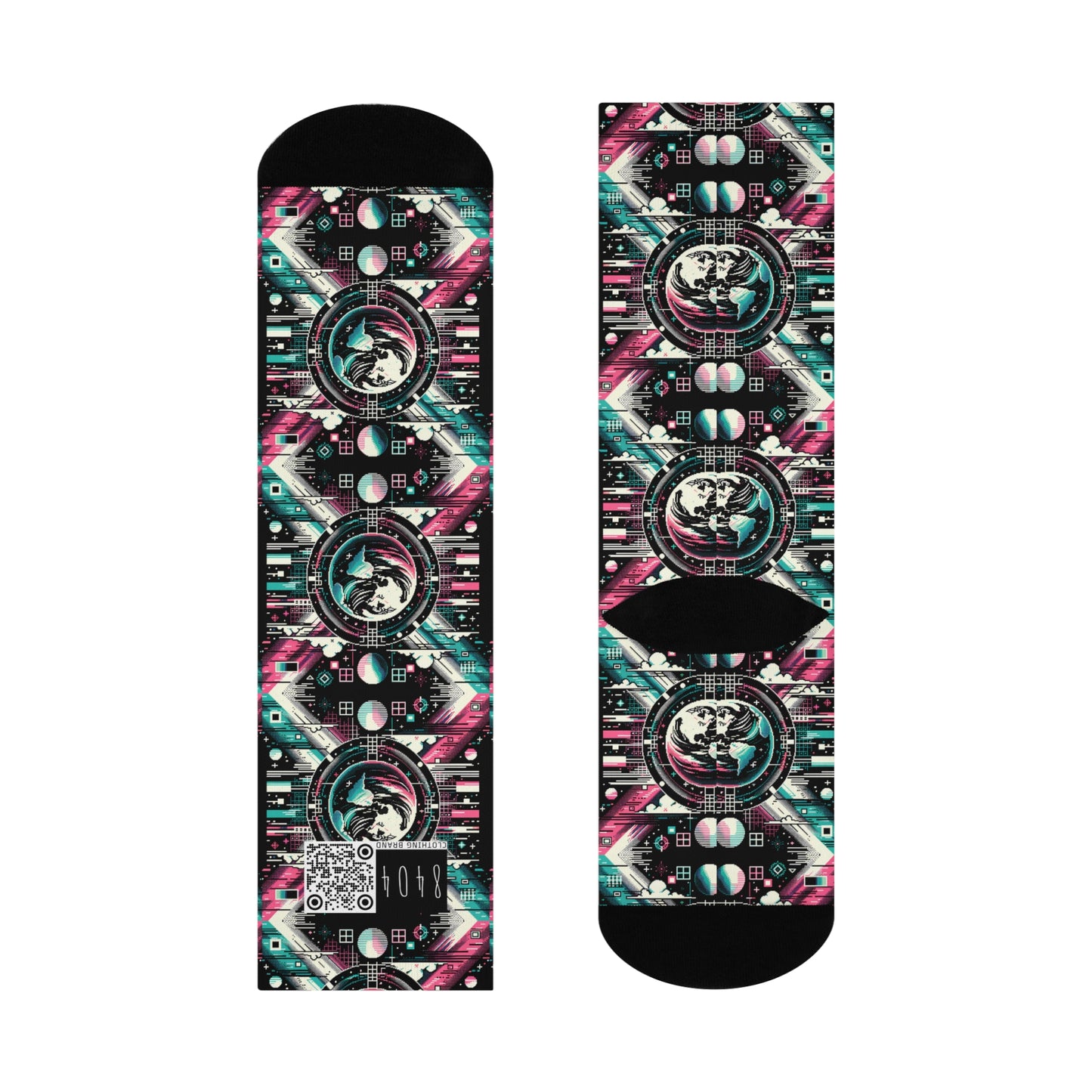 Digital Artistry Digital-native Streetwear Cushioned Crew Socks - 8404 Design-62