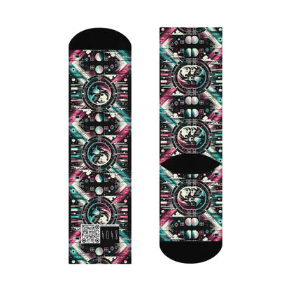 Digital Artistry Digital-native Streetwear Cushioned Crew Socks - 8404 Design-62