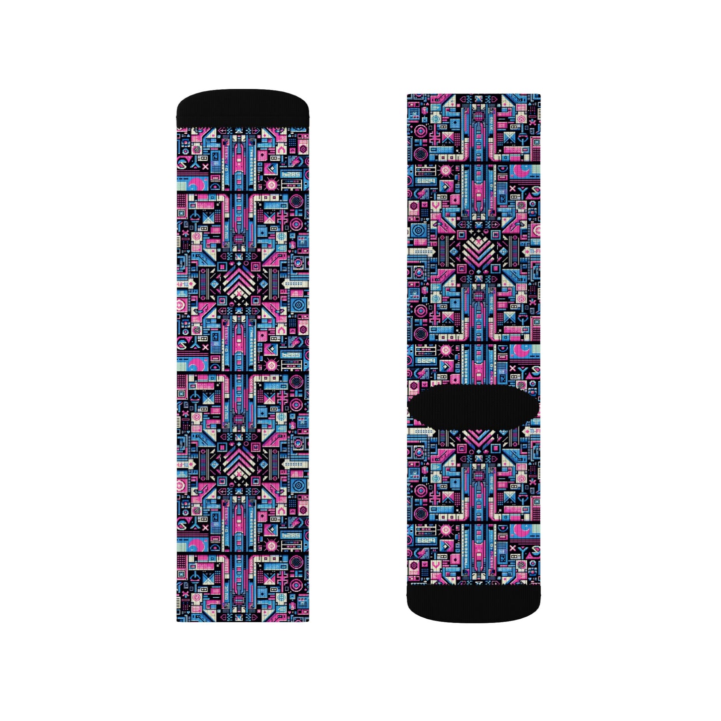 Digital Rebellion Youthful Streetwear with a Rebellious Digital Twist Sublimation Socks - 8404 Design-65