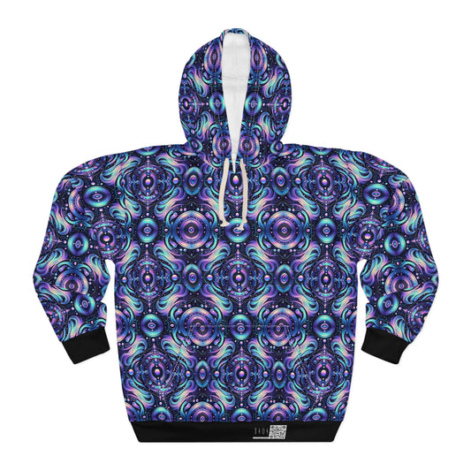 Iridescent Tech Fusion Tech-Forward Streetwear Pullover Hoodie - 8404 Design-62