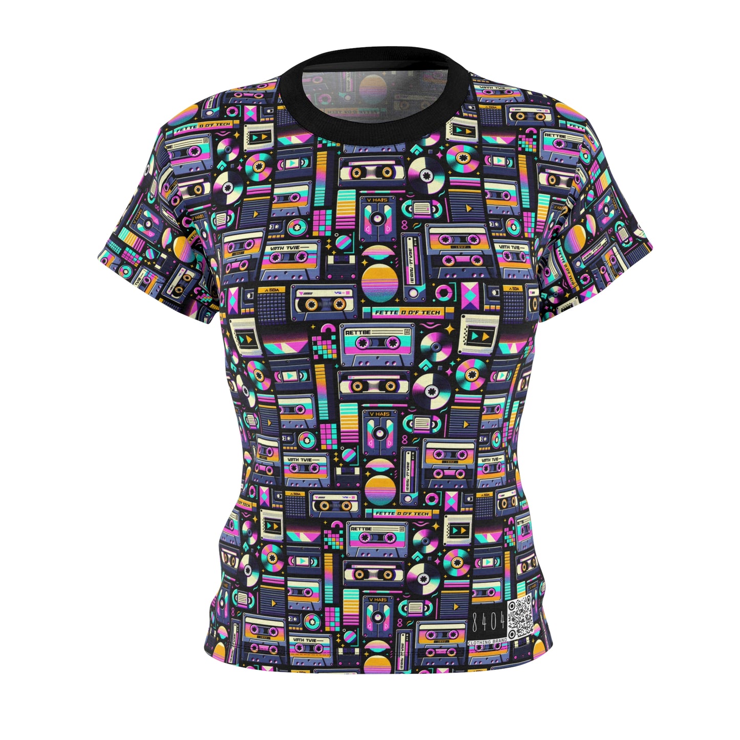 Digital Nostalgia Tech-Inspired Retro Fusion Women's Cut & Sew Tee - 8404 Design-48
