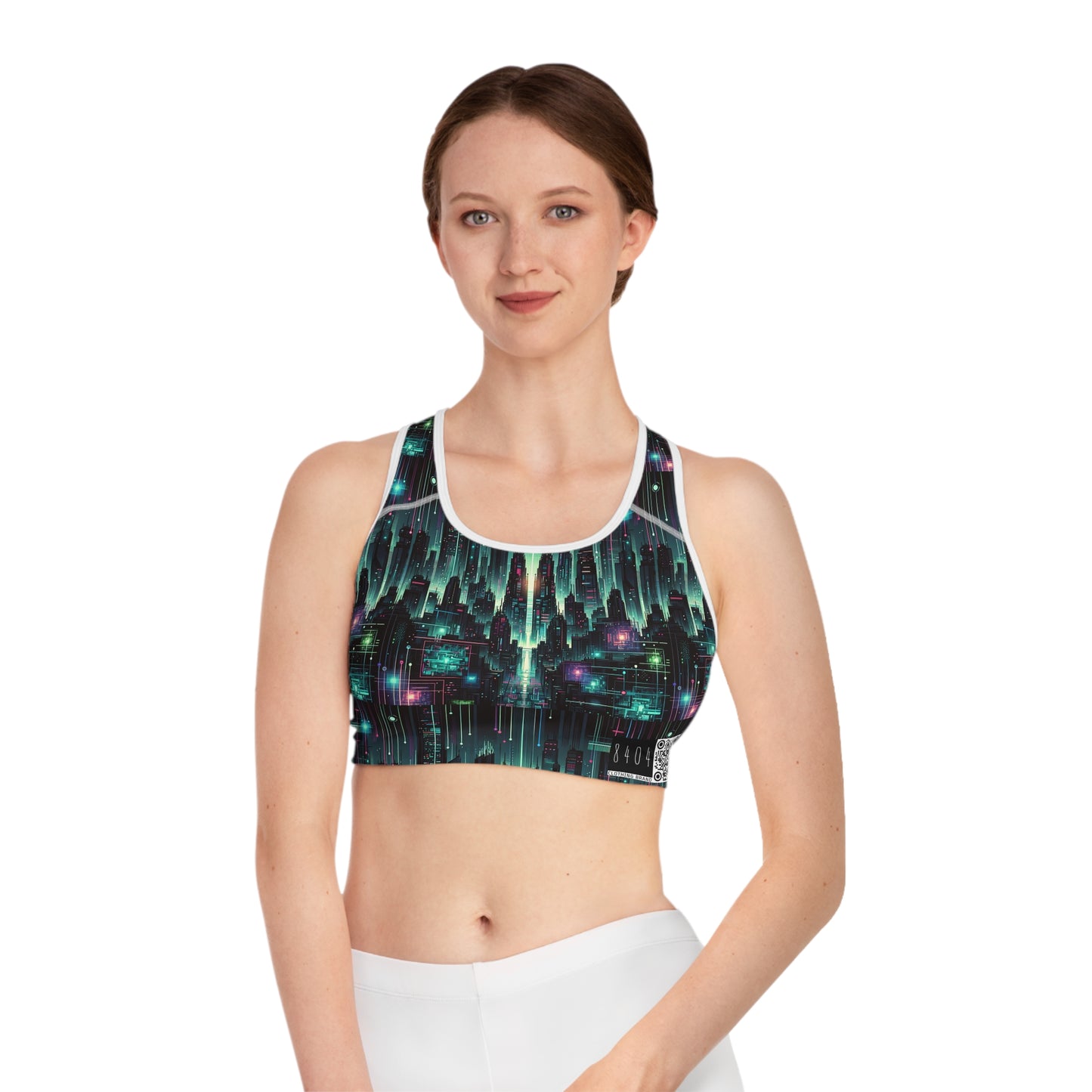 Tech Noir Graphics Cyberpunk Tech Aesthetic Sports Bra - 8404 Design-69