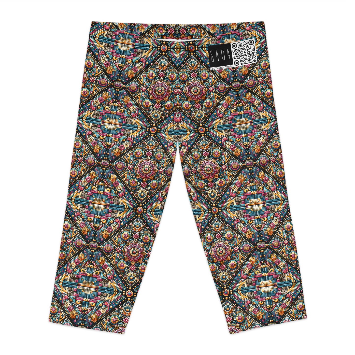 Cultural Fusion Tech Blend of Cultural Heritage With Tech-Inspired Elements Women's Capri Leggings - 8404 Design-58