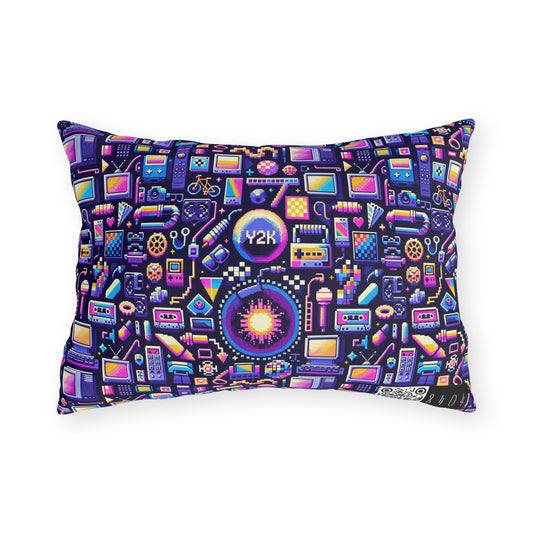 Digital Nostalgia Modern Retro Fusion Outdoor Pillow - 8404 Design-64