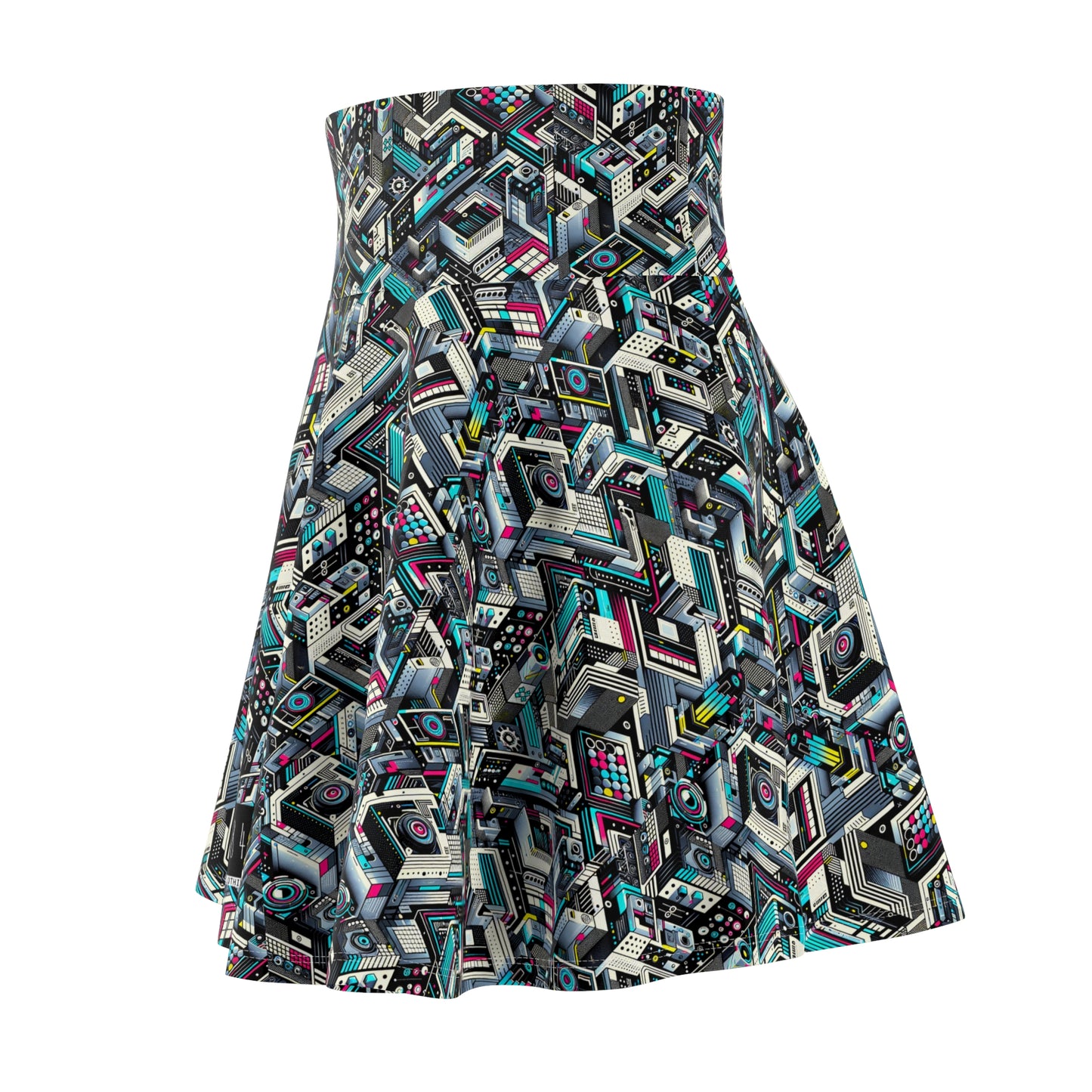 Tech-Forward Graphics Tech-Forward Streetwear Blending Human Creativity With Ai Innovation Women's Skater Skirt - 8404 Design-47
