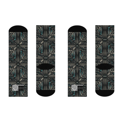 Tech Noir Futuristic Tech Aesthetic with a Dark Twist Cushioned Crew Socks - 8404 Design-59