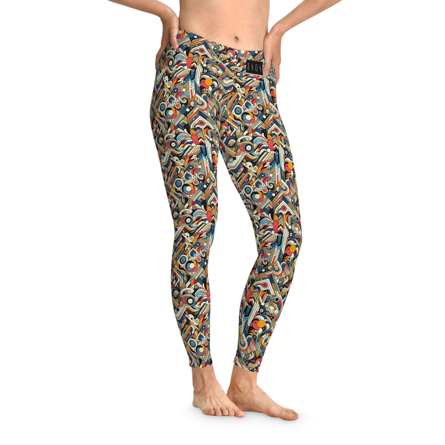 Abstract Graphic Art Modern Artistic Expression Stretch Leggings - 8404 Design-62