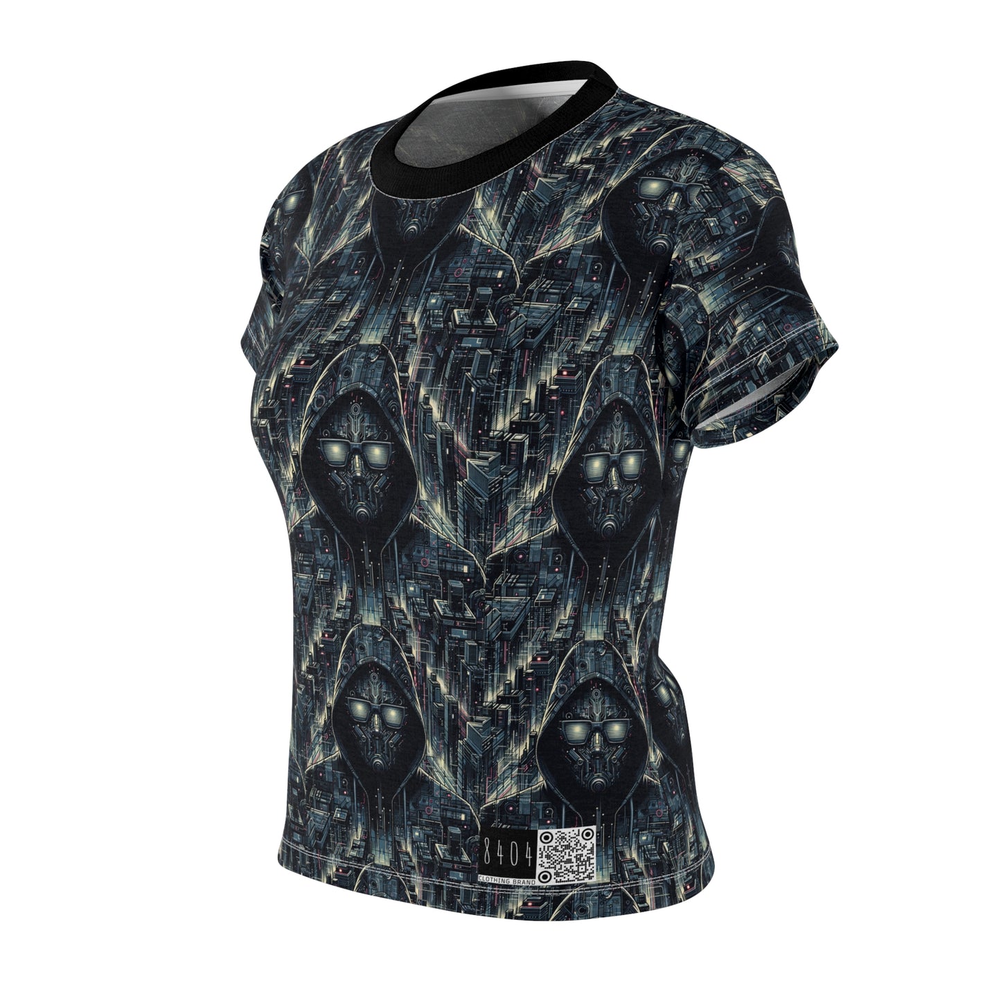 Tech Noir Aesthetics Sleek Tech Streetwear Women's Cut & Sew Tee - 8404 Design-56