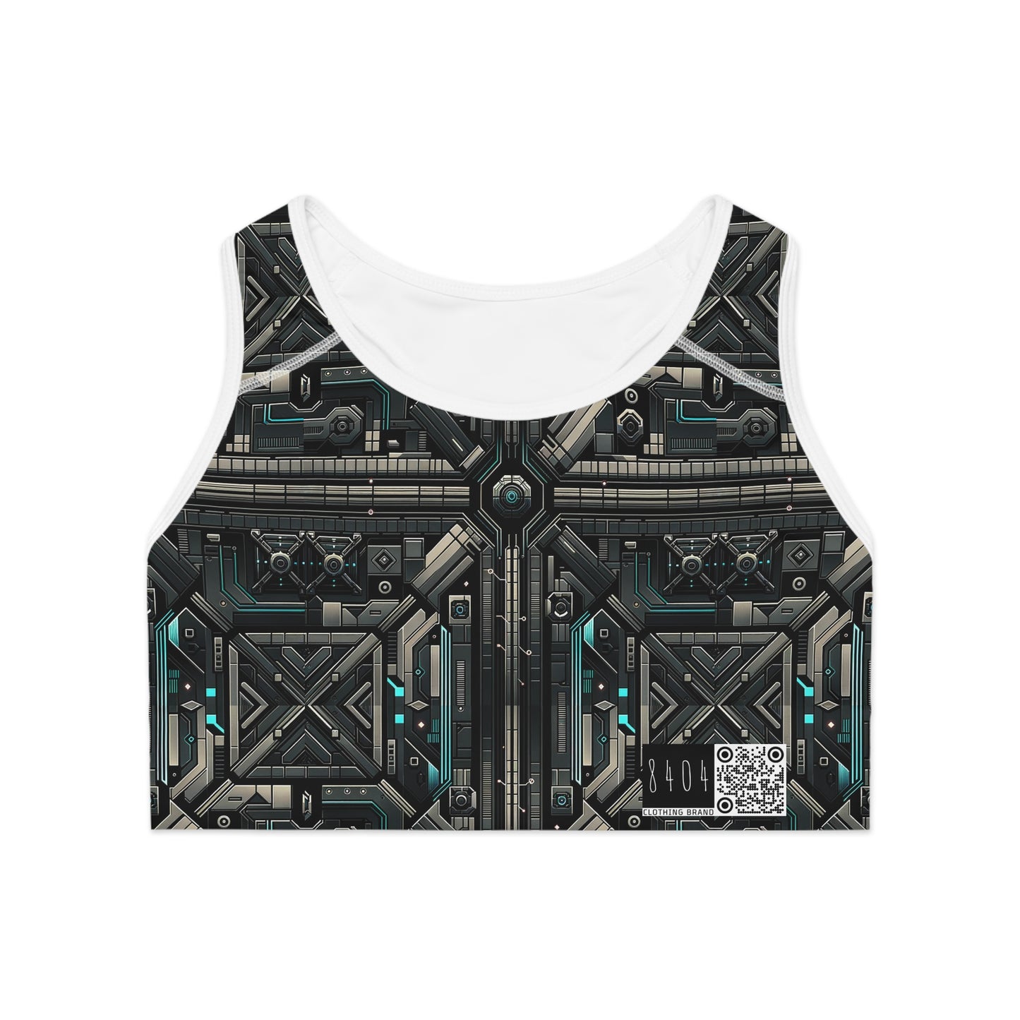 Tech Noir Futuristic Tech Aesthetic with a Dark Twist Sports Bra - 8404 Design-59