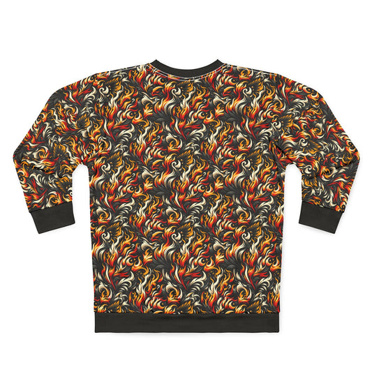 Fire & Flames Bold Streetwear Statement Sweatshirt - 8404 Design-55
