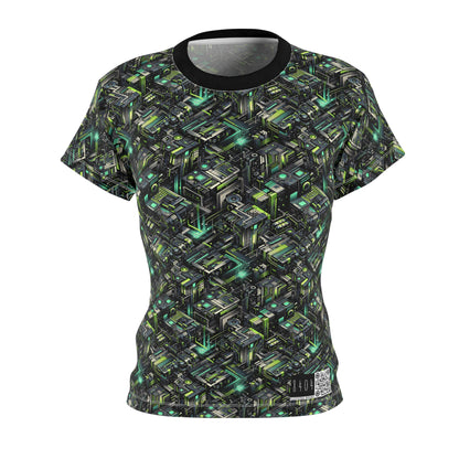 Tech-Infused Graphics Tech-Forward Streetwear Women's Cut & Sew Tee - 8404 Design-47