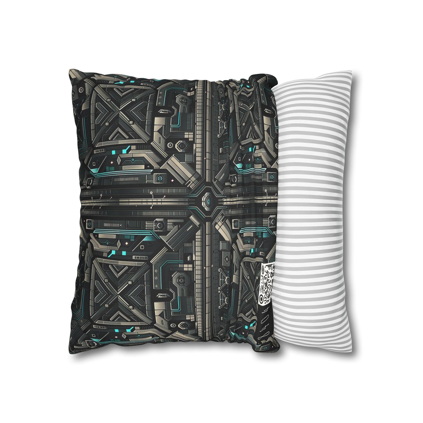 Tech Noir Futuristic Tech Aesthetic with a Dark Twist Faux Suede Square Pillowcase - 8404 Design-59
