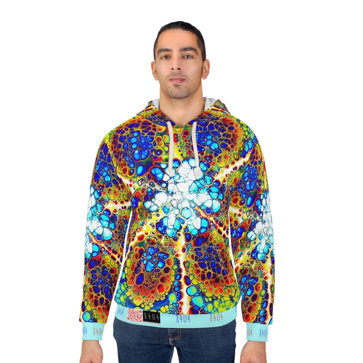 8404's Unisex Adult "Fusion Flower in Glacier Blue" Fashion Pullover Hoodie