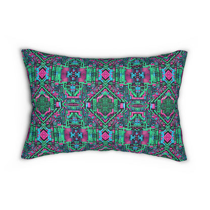 Digital Glitch Vibes Tech-Inspired Streetwear Spun Polyester Lumbar Pillow - 8404 Design-71 B