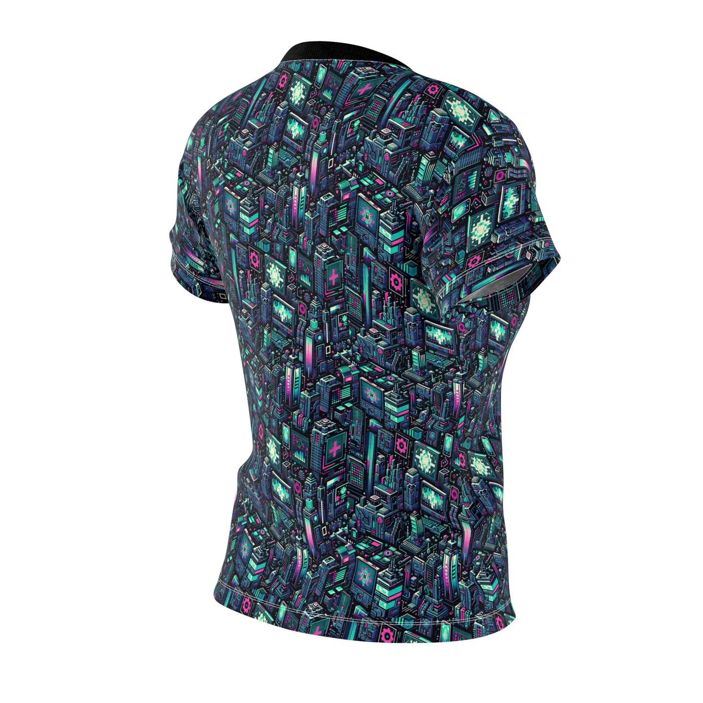 Digital Rebellion Tech-Inspired Streetwear Women's Cut & Sew Tee - 8404 Design-58