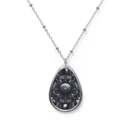Tech Astronaut Tech-Forward Streetwear Meets Space Exploration Oval Necklace - 8404 Design-46