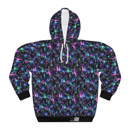Tech Noir Graphics Futuristic Tech Aesthetics Pullover Hoodie - 8404 Design-55