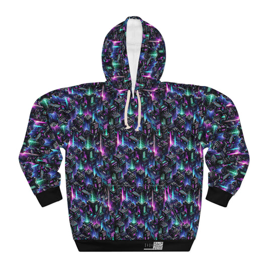Tech Noir Graphics Futuristic Tech Aesthetics Pullover Hoodie - 8404 Design-55