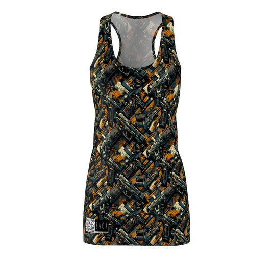 Digital Punk Futuristic Grunge Women's Cut & Sew Racerback Dress - 8404 Design-47