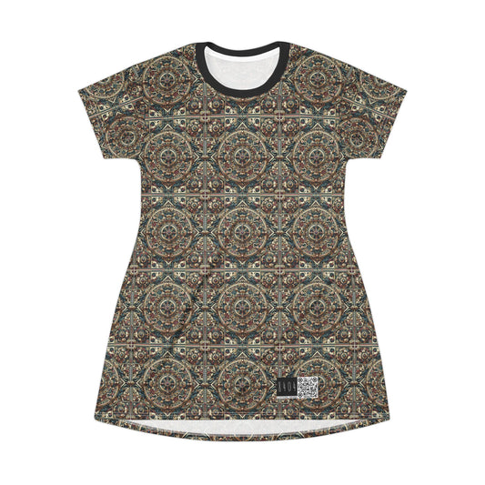 Urban Renaissance Historical Fusion With Street Edge T-Shirt Dress - 8404 Design-57