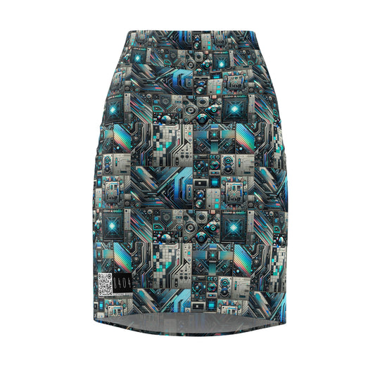 Tech-Infused Futurism Sleek Tech Edge Women's Pencil Skirt - 8404 Design-48