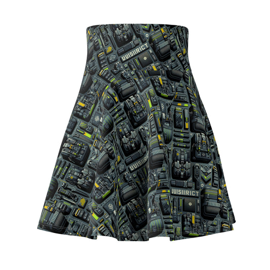 Tech Utility Streetwear Futuristic Tech-Forward Women's Skater Skirt - 8404 Design-47