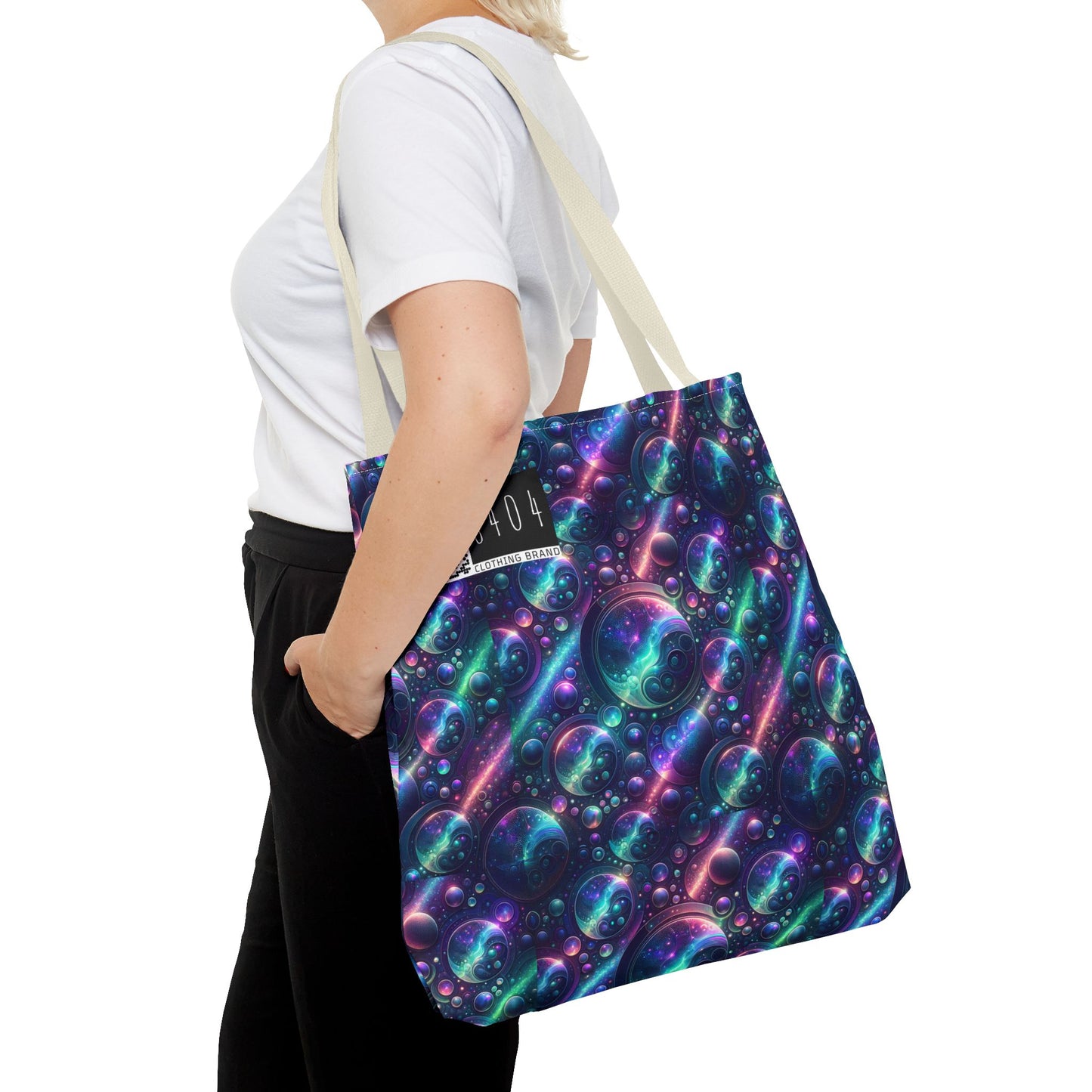Iridescent Tech Fusion Tech-Forward Streetwear Tote Bag - 8404 Design-51