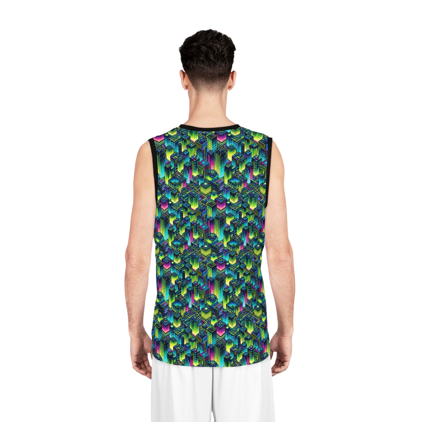 Tech-Infused Neon Tech-Forward Streetwear Basketball Jersey - 8404 Design-65