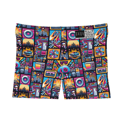 Digital Pop Culture Mashup Maximalist Pop Women's Shorts - 8404 Design-52