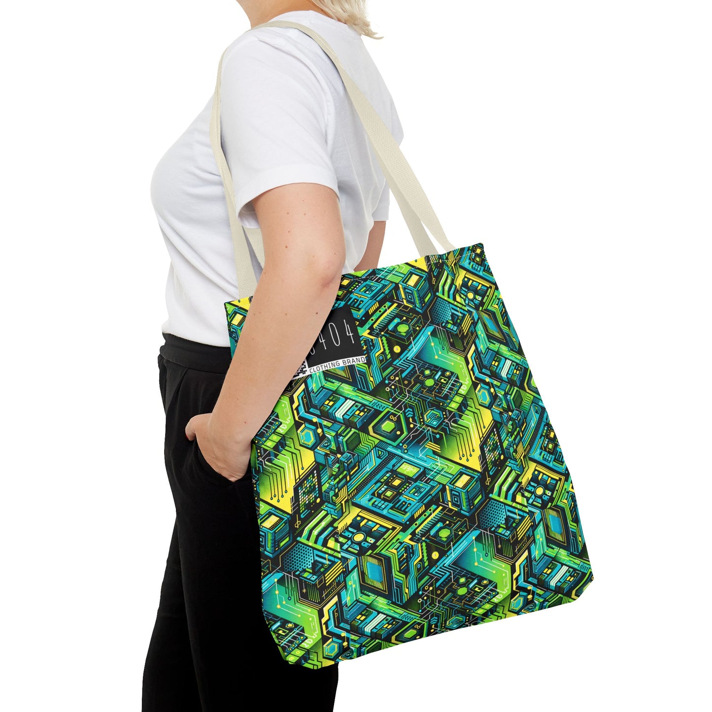 Tech-Infused Neon Tech-Forward Streetwear Tote Bag - 8404 Design-38