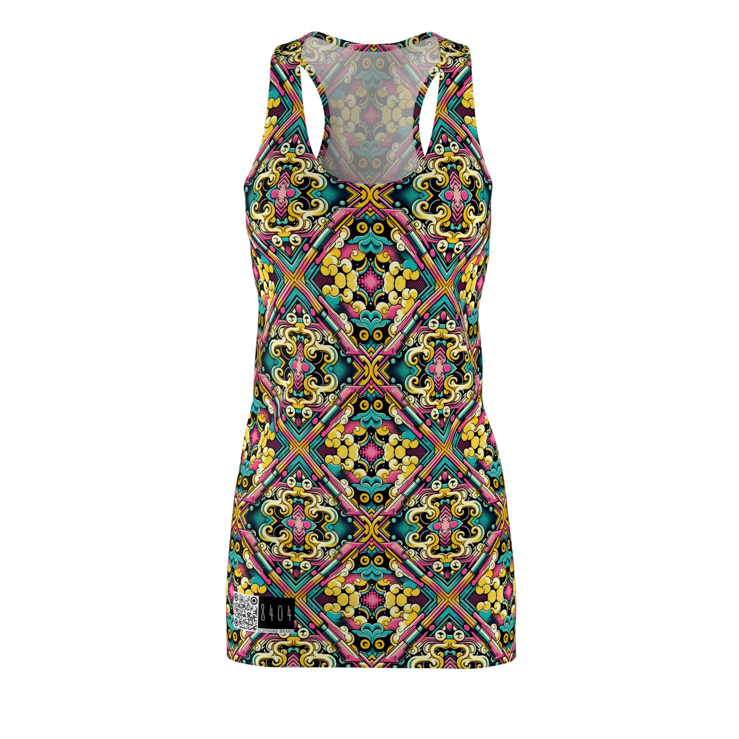 Neon Pop Art Revival Pop Culture Retro Women's Cut & Sew Racerback Dress - 8404 Design-59