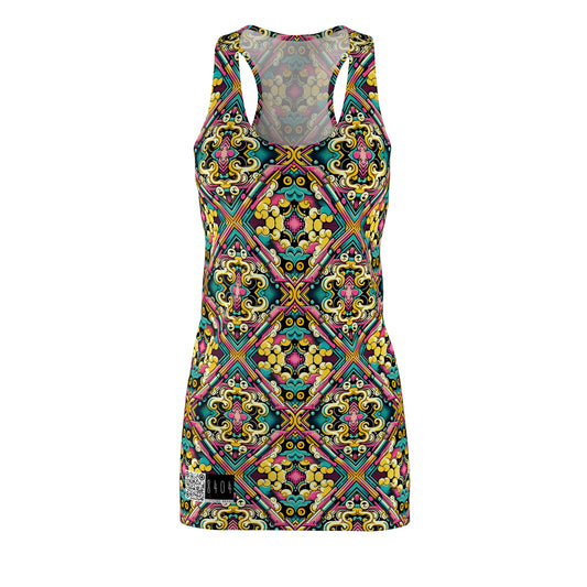 Neon Pop Art Revival Pop Culture Retro Women's Cut & Sew Racerback Dress - 8404 Design-59