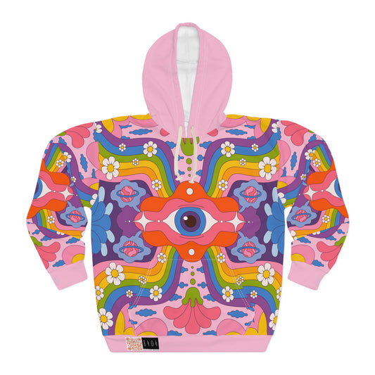 8404's Unisex Adult "The Eye of Trance in Pink" Fashion Pullover Hoodie