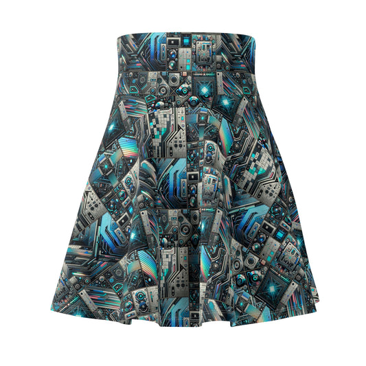 Tech-Infused Futurism Sleek Tech Edge Women's Skater Skirt - 8404 Design-48