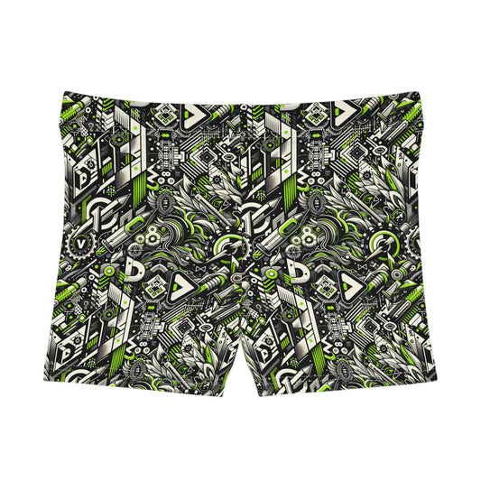 Graffiti Tech Fusion Bold Streetwear Fusion Women's Shorts - 8404 Design-59