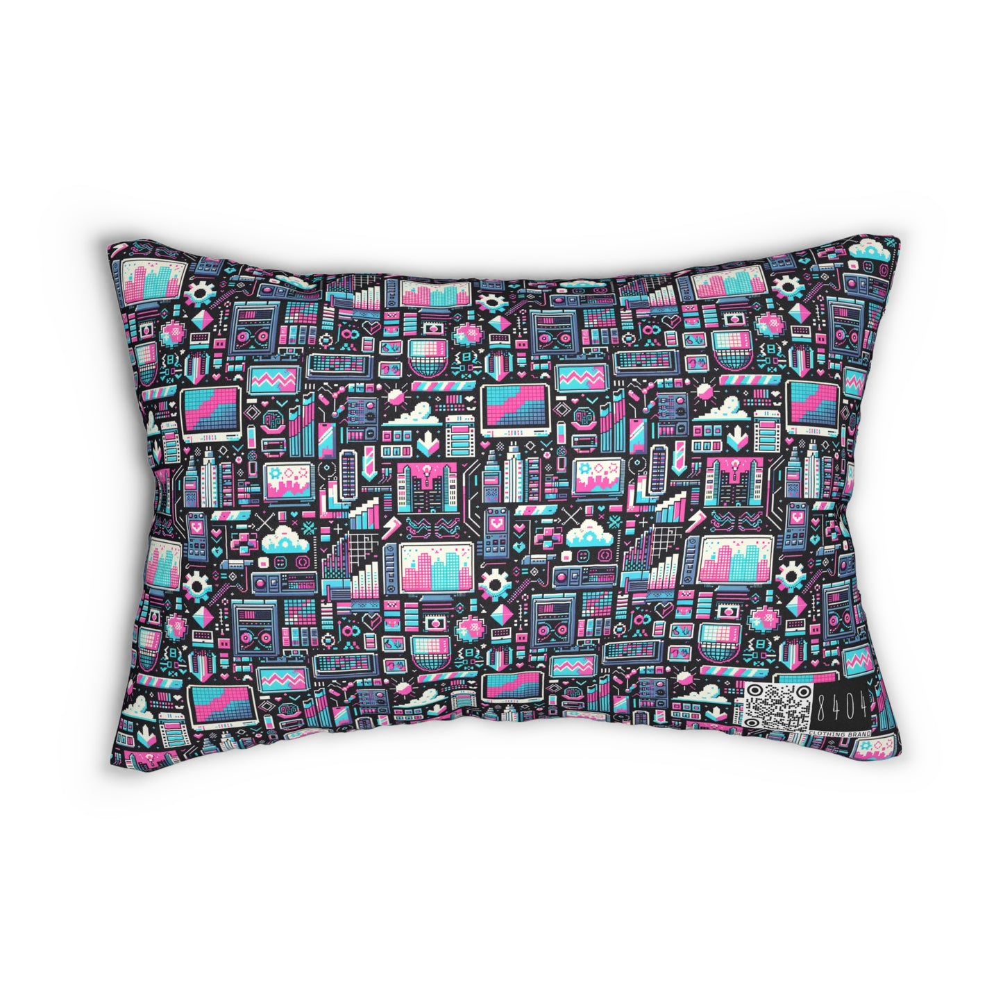 Digital Rebellion Youthful Streetwear with a Rebellious Digital Twist Spun Polyester Lumbar Pillow - 8404 Design-71 B