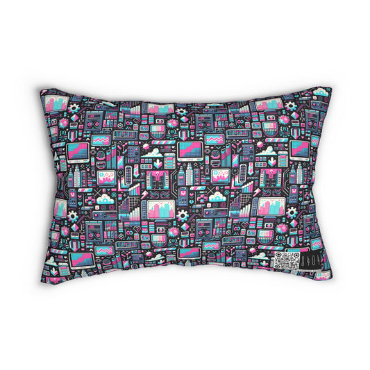 Digital Rebellion Youthful Streetwear with a Rebellious Digital Twist Spun Polyester Lumbar Pillow - 8404 Design-71 B