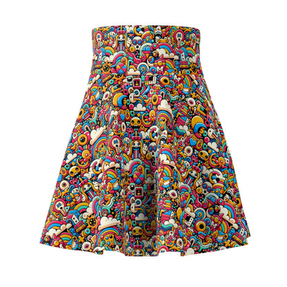 Neon Pop Playful Pop Culture Mashup Women's Skater Skirt - 8404 Design-62