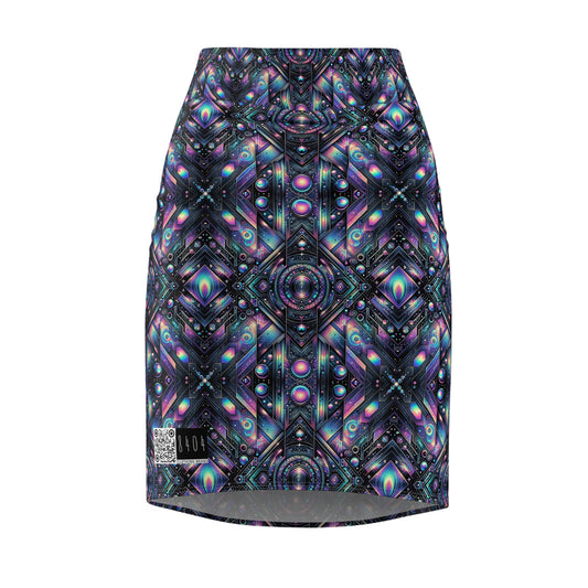 Galactic Hues Tech-Forward Cosmic Fusion Women's Pencil Skirt - 8404 Design-58