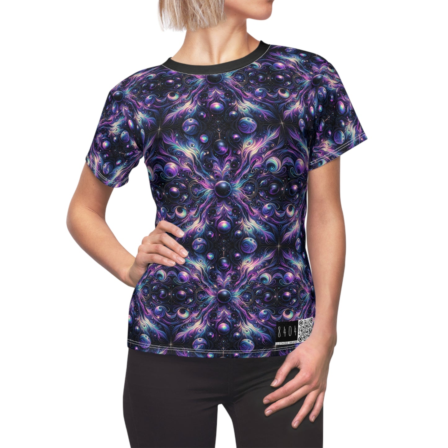 Galactic Hues Tech-Forward Cosmic Fusion Women's Cut & Sew Tee - 8404 Design-41