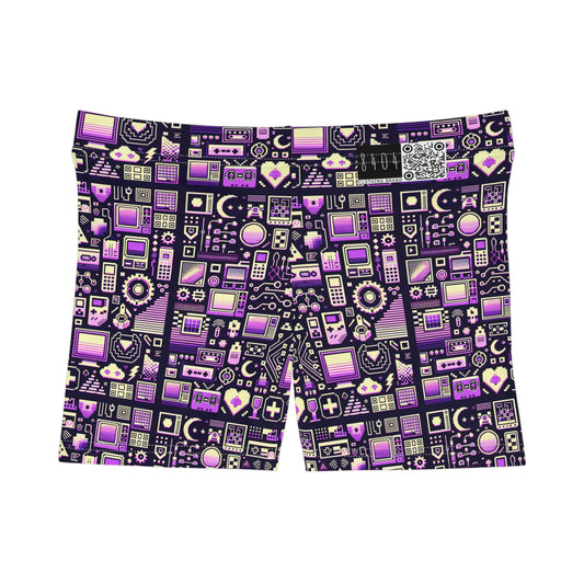 Digital Nostalgia Remix Modern Vintage Fusion Women's Shorts - 8404 Design-54