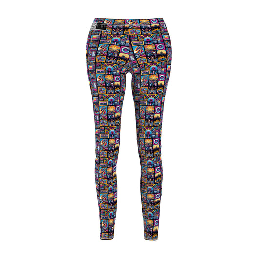 Digital Pop Culture Mashup Maximalist Pop Women's Cut & Sew Casual Leggings - 8404 Design-52
