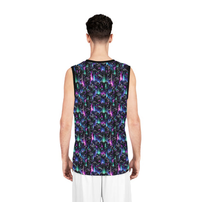 Tech Noir Graphics Futuristic Tech Aesthetics Basketball Jersey - 8404 Design-55