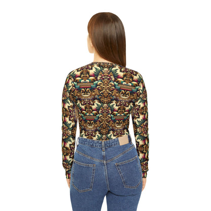 Digital Renaissance Modern Baroque Fusion Women's Long Sleeve V-Neck Shirt - 8404 Design-60