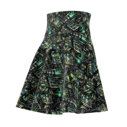 Tech-Infused Graphics Tech-Forward Streetwear Women's Skater Skirt - 8404 Design-47