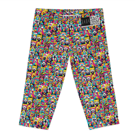 Neon Pop Playful Pop Culture Mashup Women's Capri Leggings - 8404 Design-60