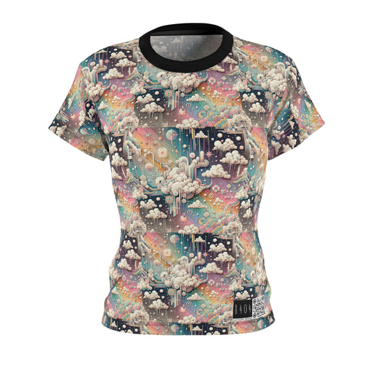 Digital Dreamland Whimsical and Nostalgic Streetwear With a Digital Twist Women's Cut & Sew Tee - 8404 Design-52