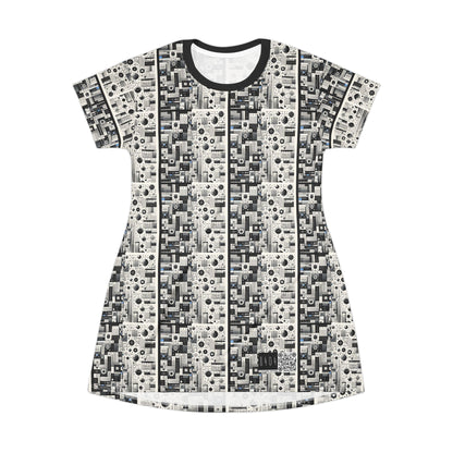 Digital Minimalism Minimalist Tech T-Shirt Dress - 8404 Design-66