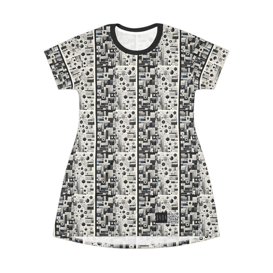 Digital Minimalism Minimalist Tech T-Shirt Dress - 8404 Design-66